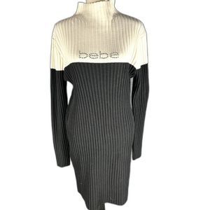 bebe sweater dress mid length black and cream excellent conditionXL